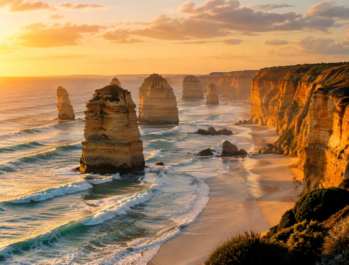 Twelve Apostles rock stacks along the Great Ocean Road