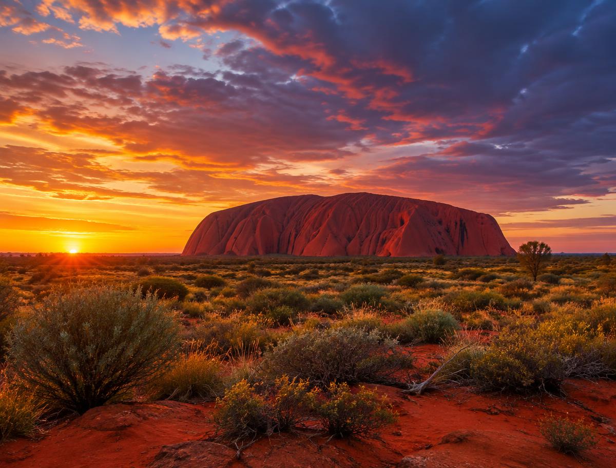 Uluru in Australia's Red Centre at sunset