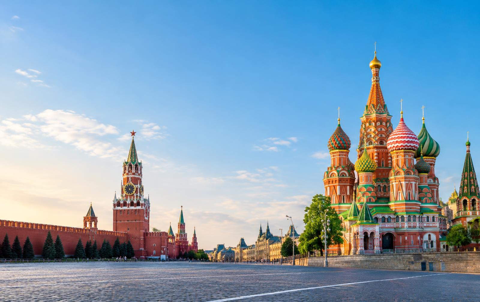 Saint Basil Cathedral and the Kremlin in Moscow