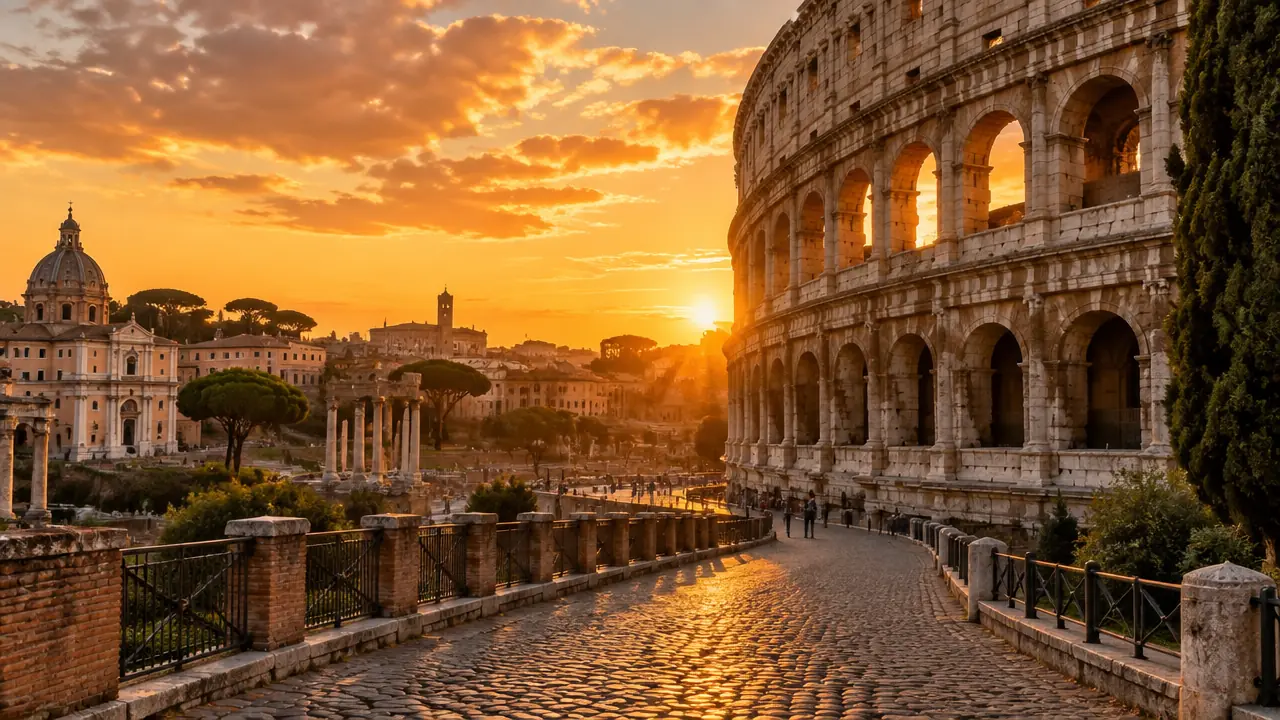 Rome Italy Colosseum at sunset