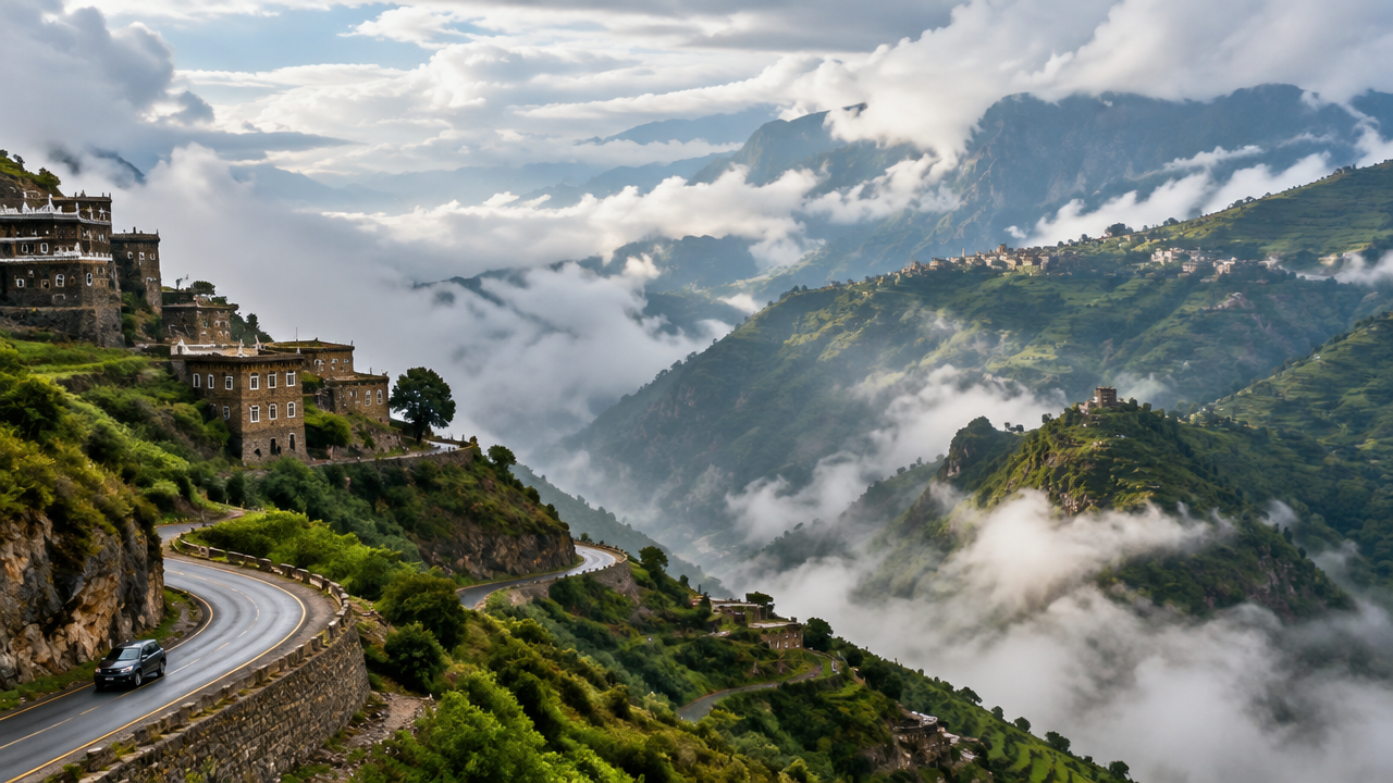 Aseer and Abha green mountains Saudi Arabia