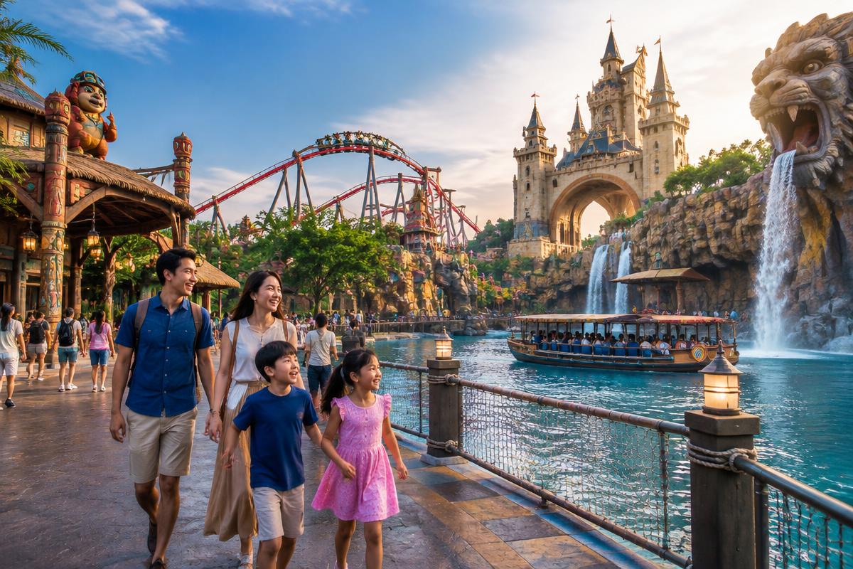 Theme park attractions on Sentosa Island Singapore