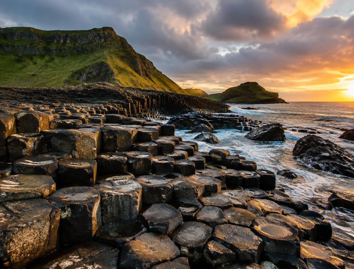 Basalt columns of the Giant's Causeway on the Causeway Coast – Northern Ireland tourism