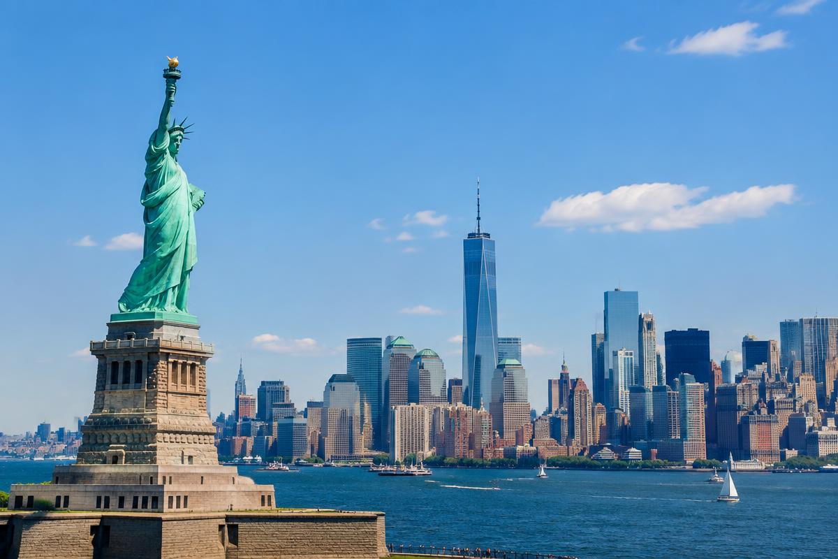 Statue of Liberty and Manhattan skyline – USA Tourist Visa for Indians