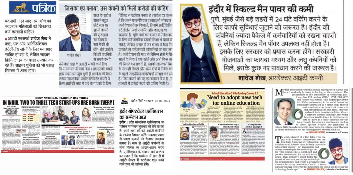 Press articles and industry commentary featuring Shawez Shaikh in English and Hindi publications