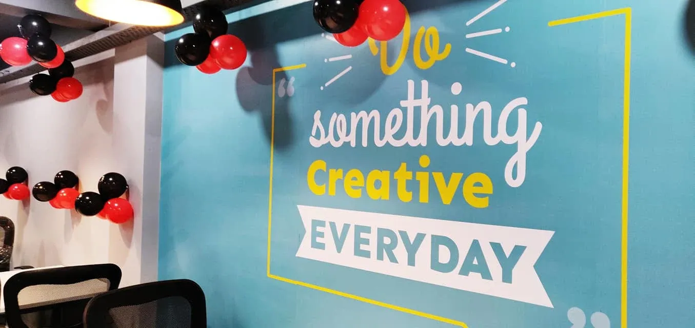 Creative wall inside the Visadesk office